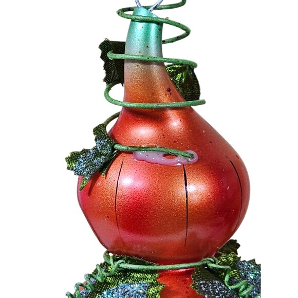 Halloween PUMPKIN Blown Glass Jack-O-Lantern Christmas ORNAMENT  Moda Di Italia - Picture 3 of 8